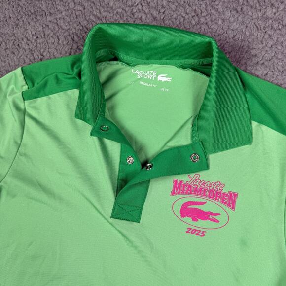 Lacoste Miami Open 2025 Tennis Polo Shirt Mens XS (2) Green Snap Button - Picture 1 of 12